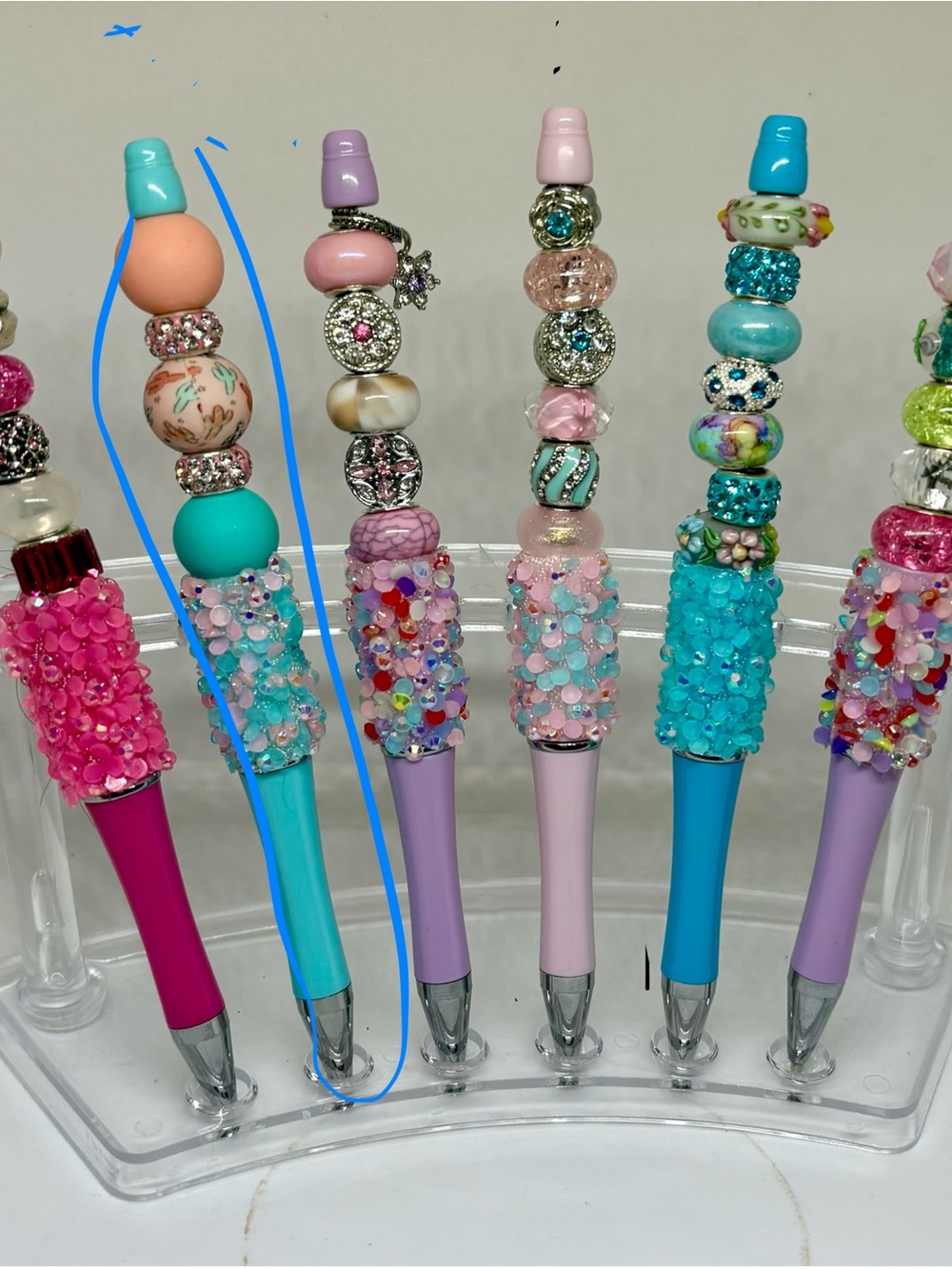 Pastel Beaded Pen Set — Pink, Blue & Purple